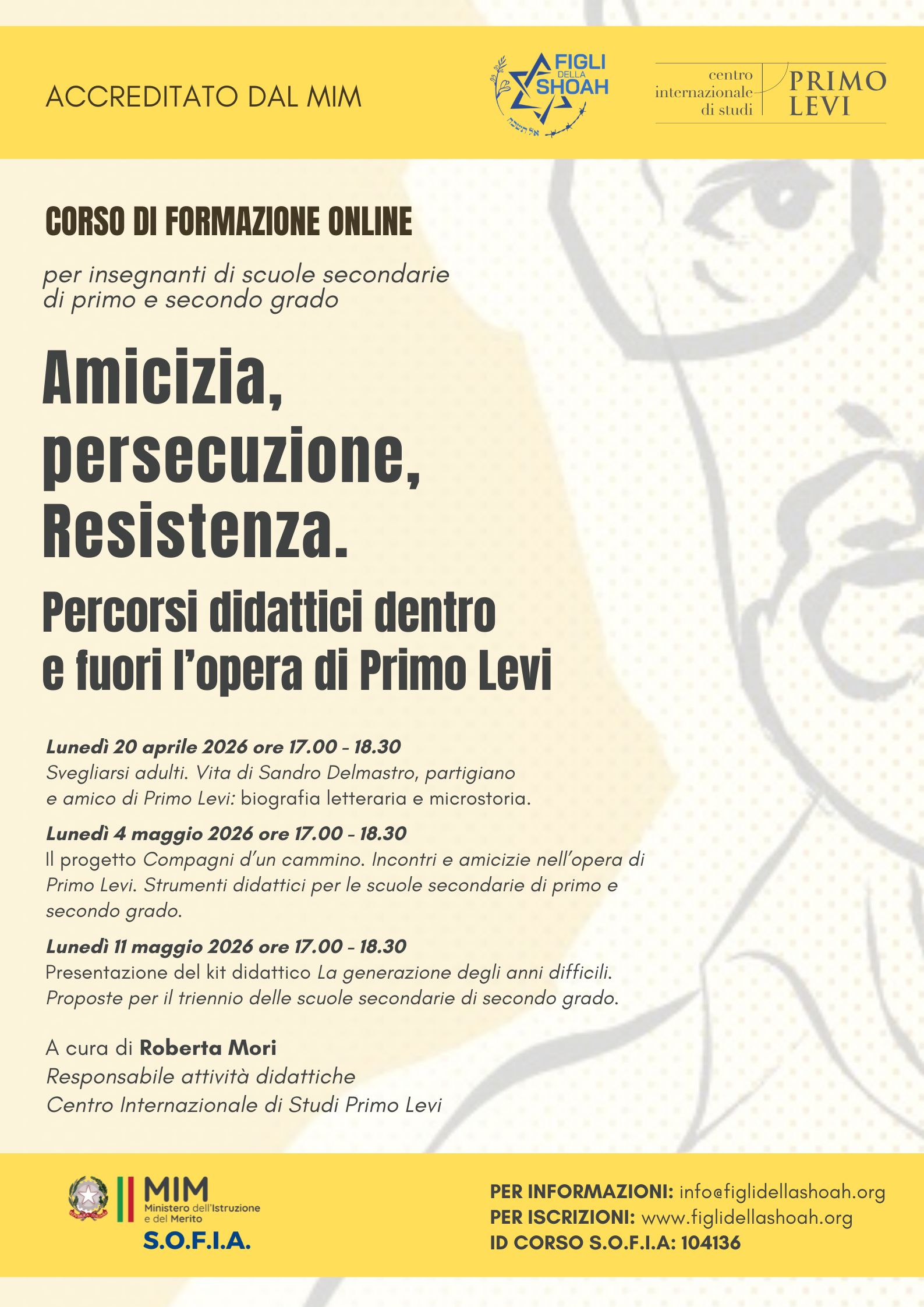 Corso di formazione ONLINE: Amicizia,  persecuzione, Resistenza. Percorsi didattici dentro e fuori l’opera di Primo Levi